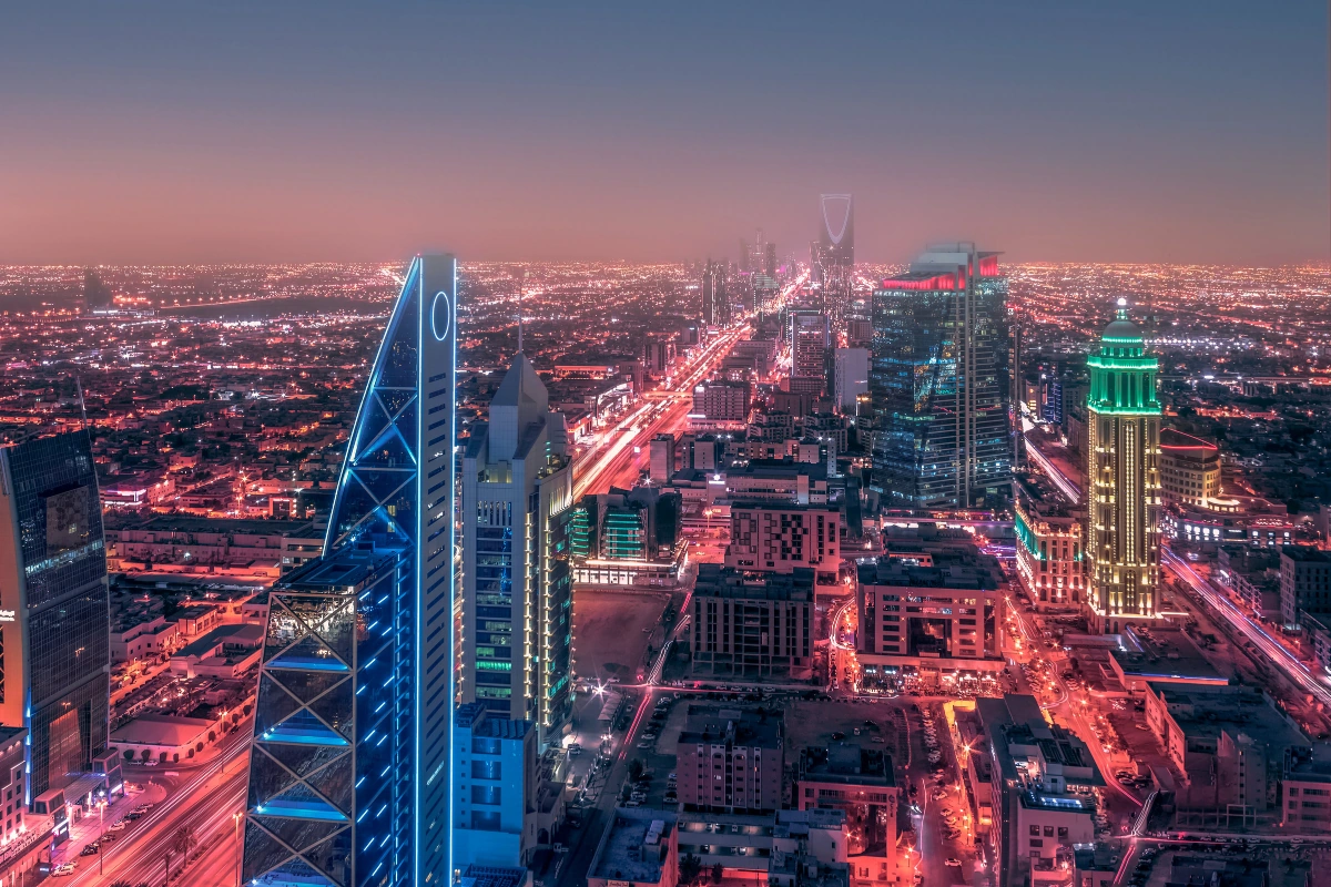 Riyadh skyline at dusk, from Noority’s existing website